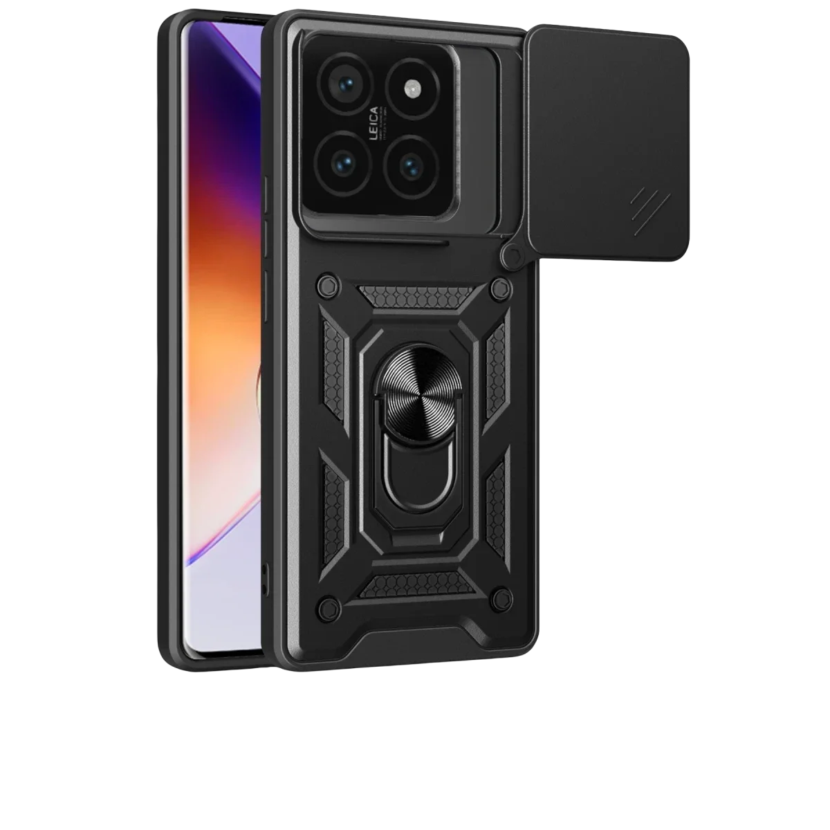 Xiaomi Mi 14T Pro Kılıf Pars Lens Yüzüklü Silikon - Siyah