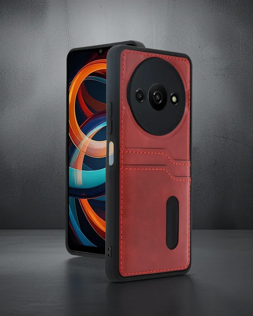 Xiaomi Redmi A3 4g Kılıf Sara Kartvizitli Deri Kılıf - Kırmızı