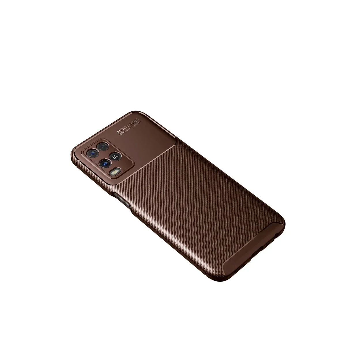 Oppo A54 4G Kılıf Auto Focus Karbon Kapak - Kahverengi görsel 2