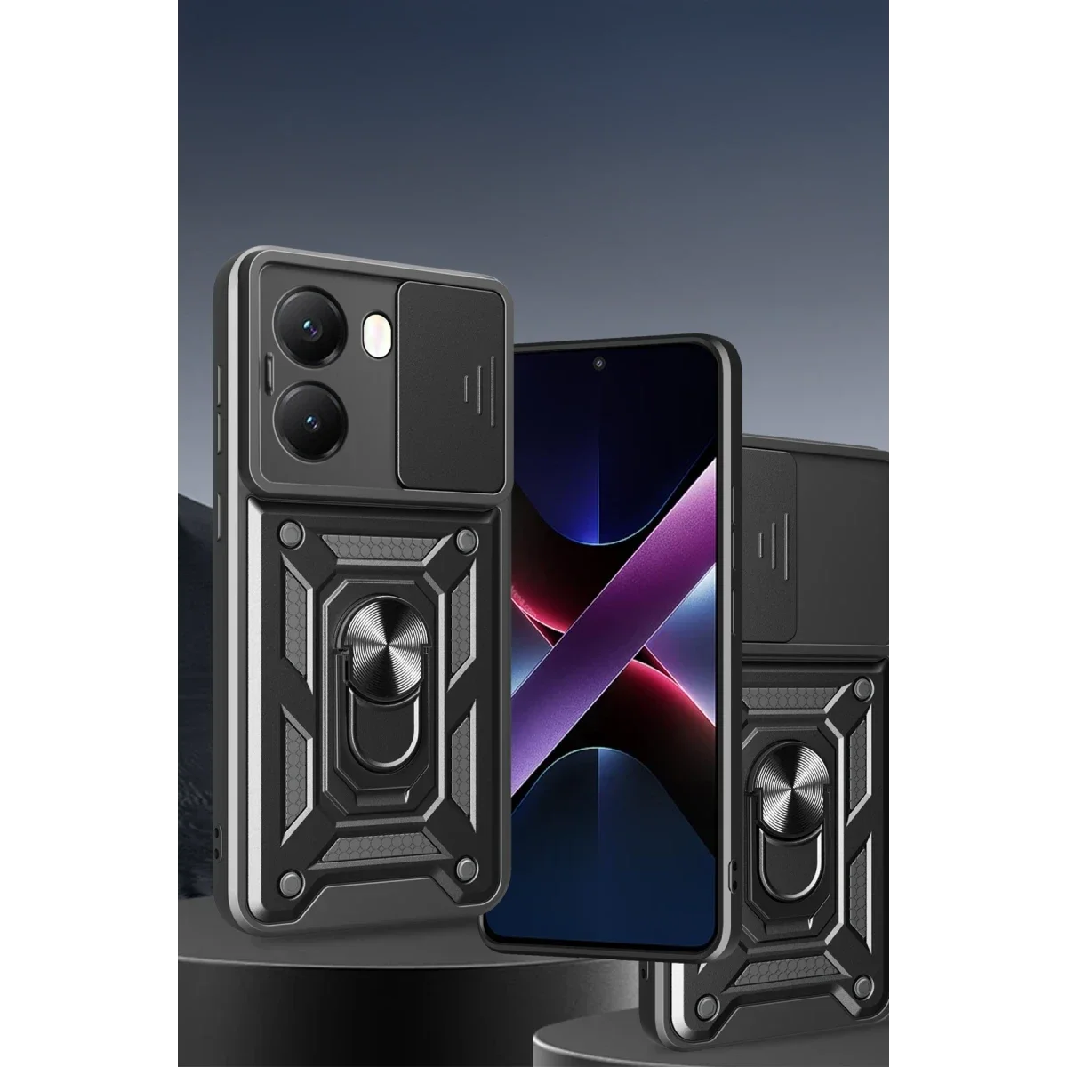 Xiaomi Poco X7 Pro Kılıf Pars Lens Yüzüklü Silikon - Lacivert görsel 2