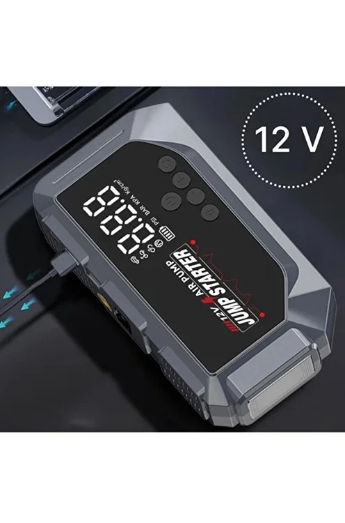 Vtn-605 Şarjlı 12.000 Mah Taşınabilir Çantalı Araç Akü Şarj Takviyeli Işıklı Hava Kompresörü görsel 5