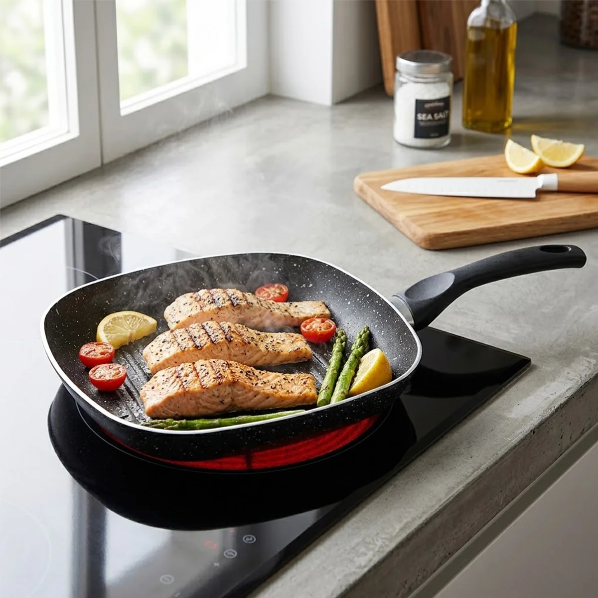 Granit Kaplamalı Tek Saplı Grill Tava görsel 3
