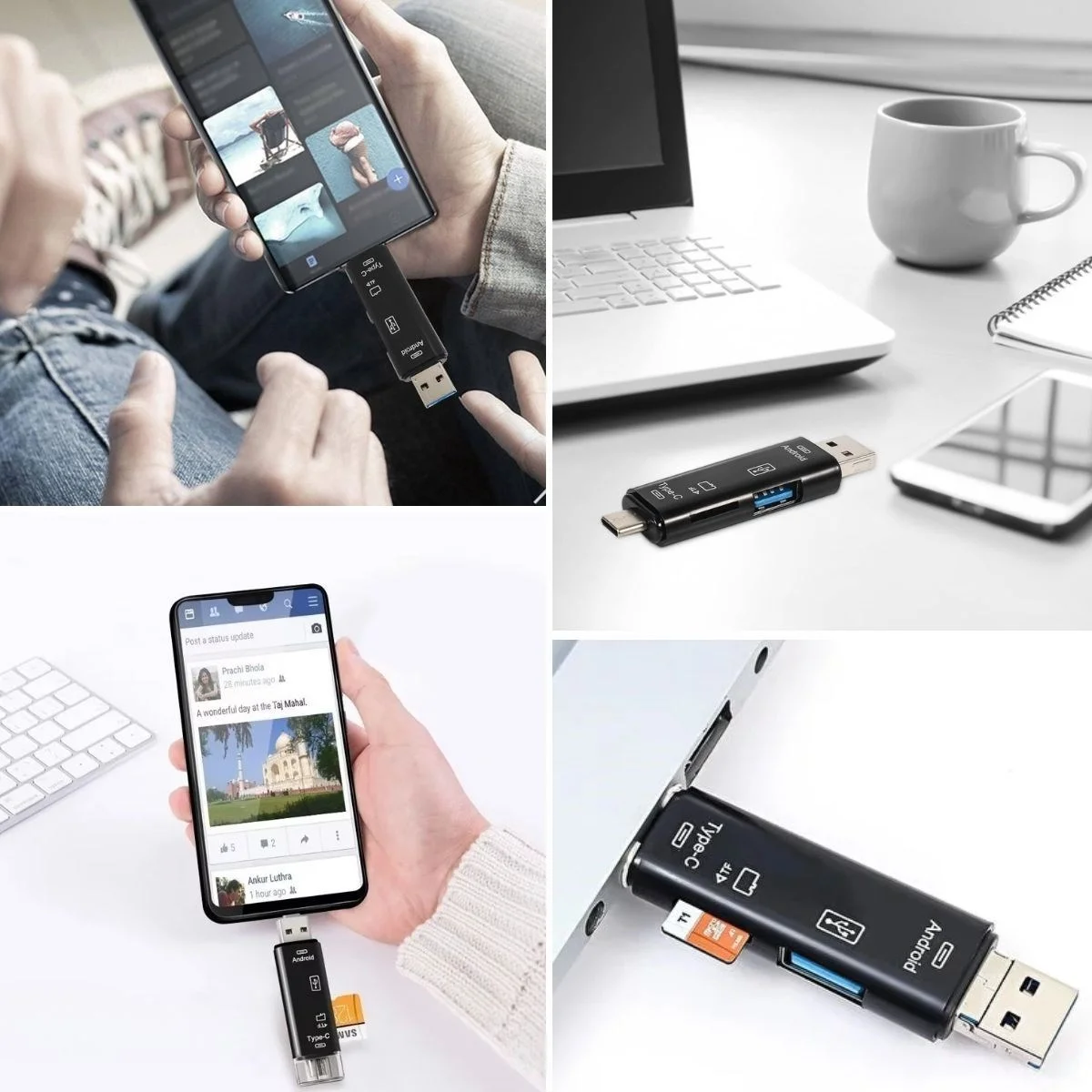 5 in 1 Çok Fonksiyonlu USB 2.0 cro Sd Kart Okuyucu - Usb/cro Usb/type-C Çıkışlı, Otg Çevirici görsel 4