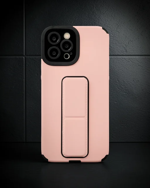 Apple İphone 12 Pro Max Kılıf Mega Standlı Silikon - Pudra