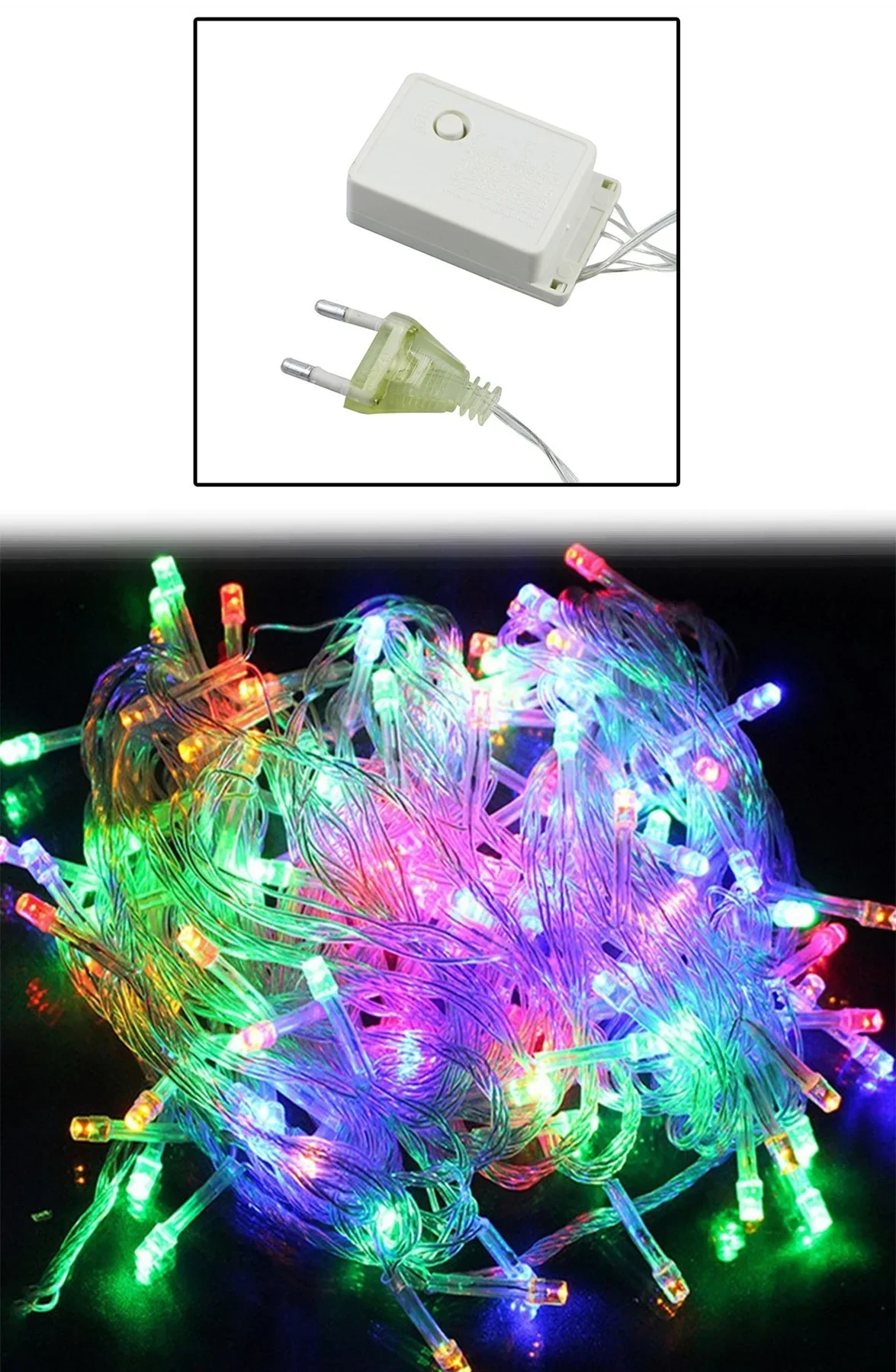 10 Metre 100 Ledli 8 Fonksiyonlu Karışık Renkli RGB Led Lamba görsel 8
