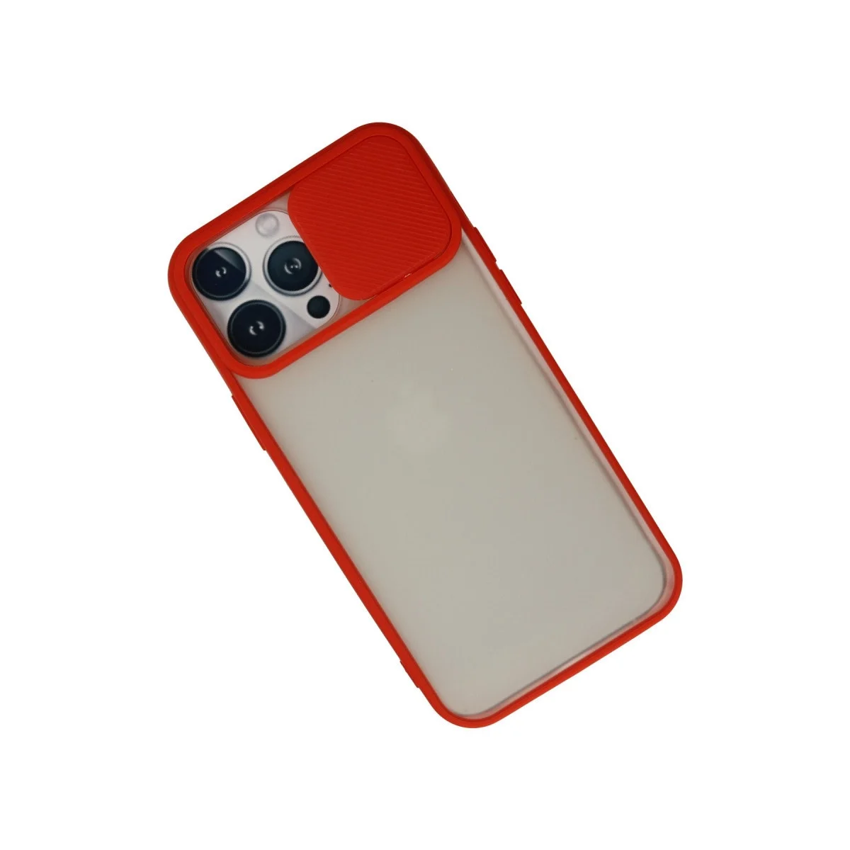 Apple İphone 13 Pro Max Kılıf Palm Buzlu Kamera Sürgülü Silikon - Kırmızı görsel 3