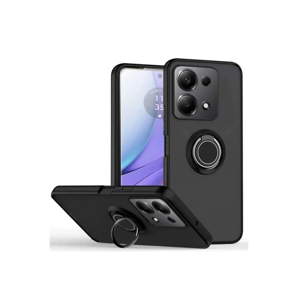 Xiaomi Redmi Note 13 Pro 5G Kılıf Montreal Yüzüklü Silikon Kapak - Siyah