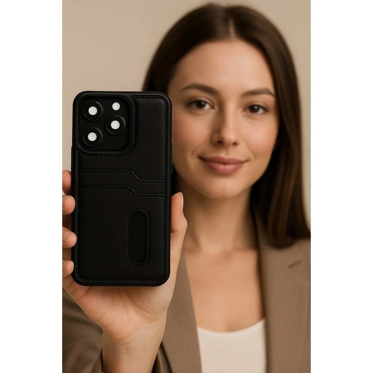 Xiao Red Note 14 4g Kılıf Sara Kartvizitli Deri Kılıf - Kırmızı görsel 2