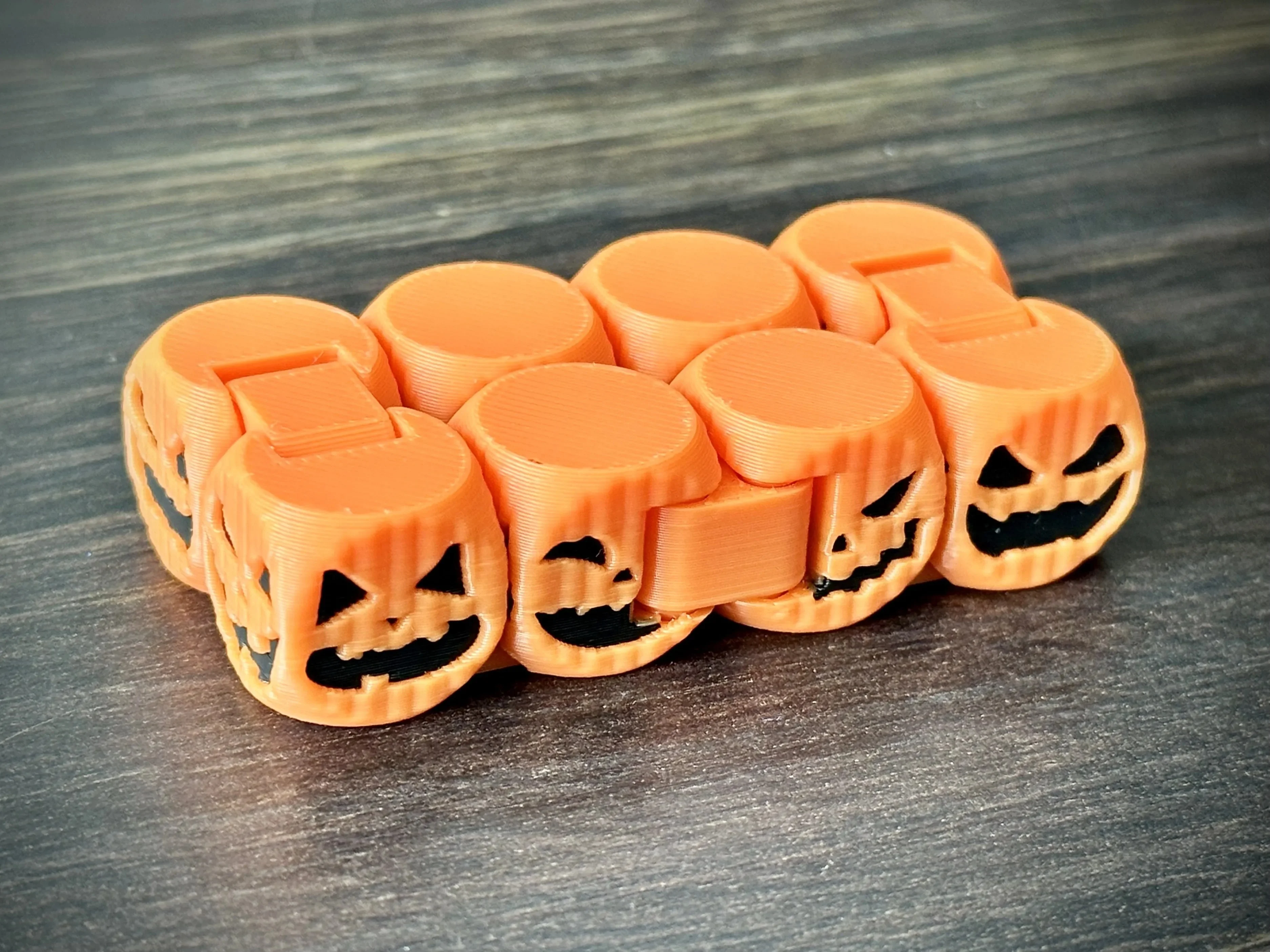 3D Baskı Balkabağı Zincir Fidget Oyuncak Katlanır Burgu Stres Atma Duyusal Anti Stres Oyuncak Turuncu görsel 2