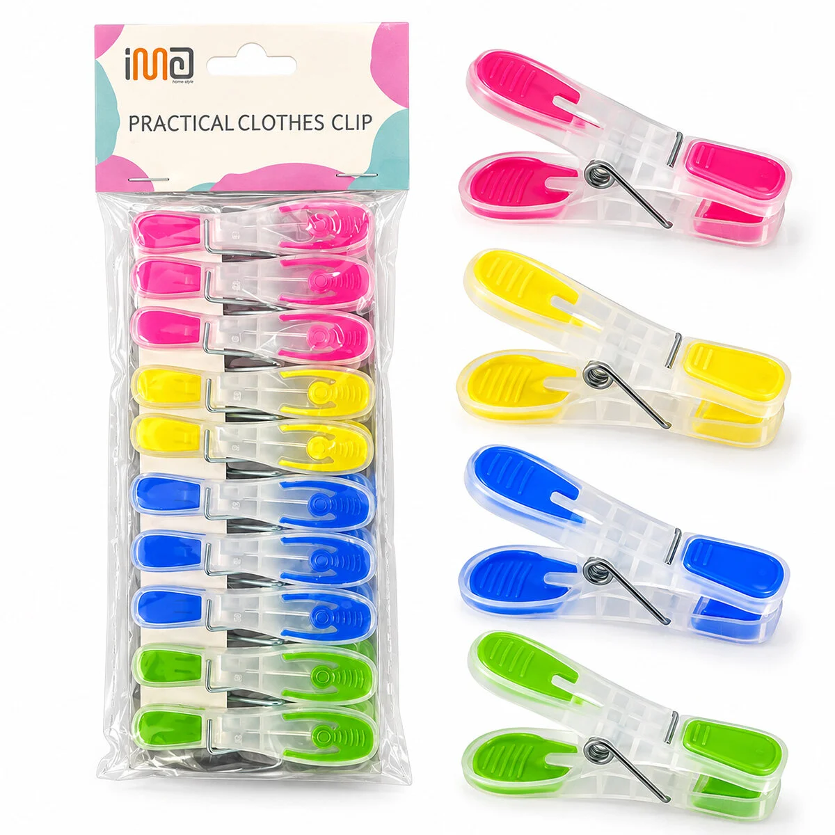 10PCS Renkli Silikon Ağız - Bas-aç Şeffaf Plastik Mandal