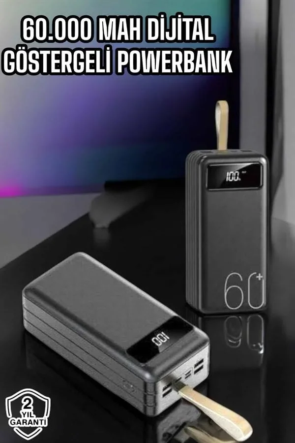 Powerbank 60.000 Mah Hızlı Şarj 4 Çıkışlı Uzun Şarj Süreli Dijital Göstergeli görsel 2