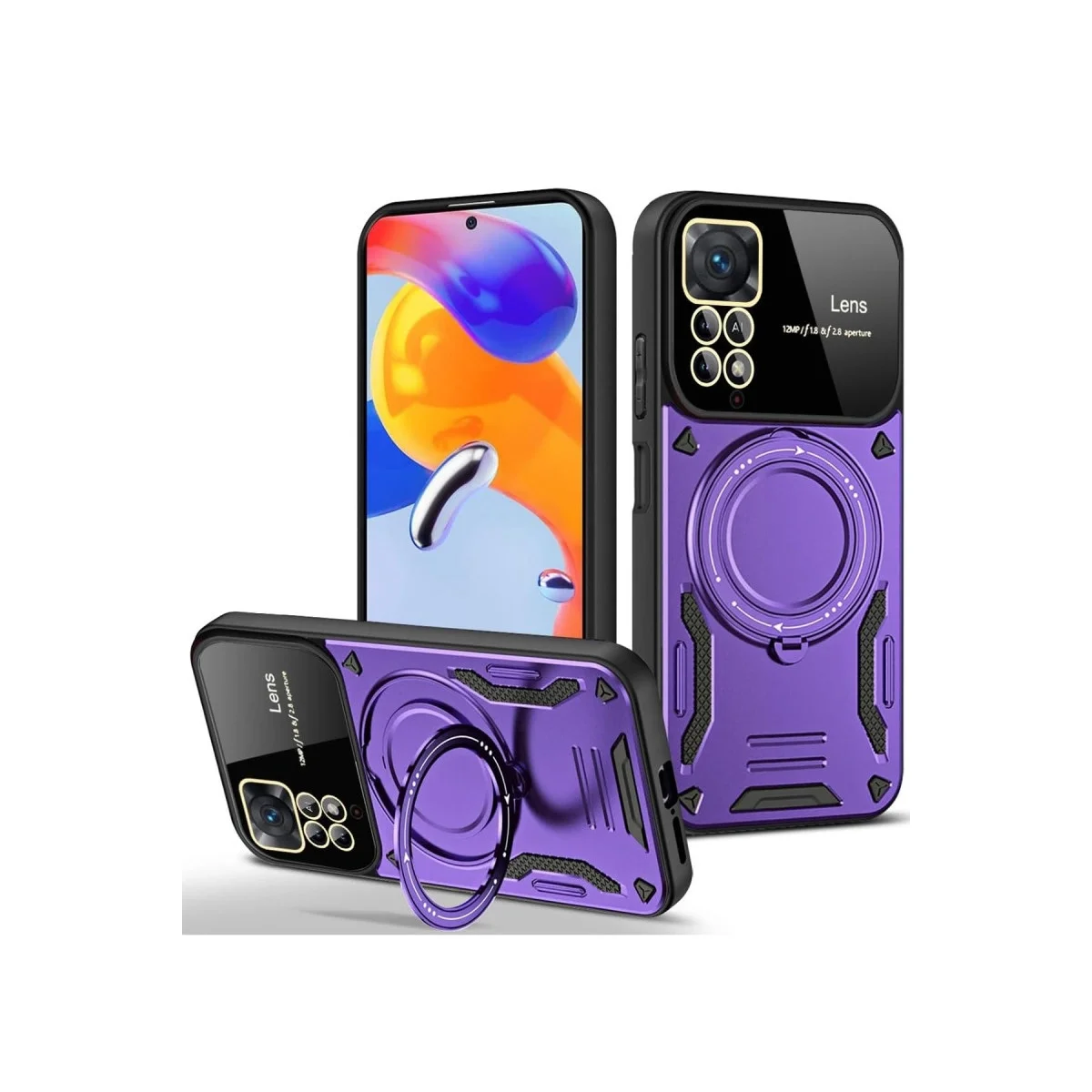 Xiao Red Note 11 Pro Kılıf Joy Lens Standlı Kapak - Mor