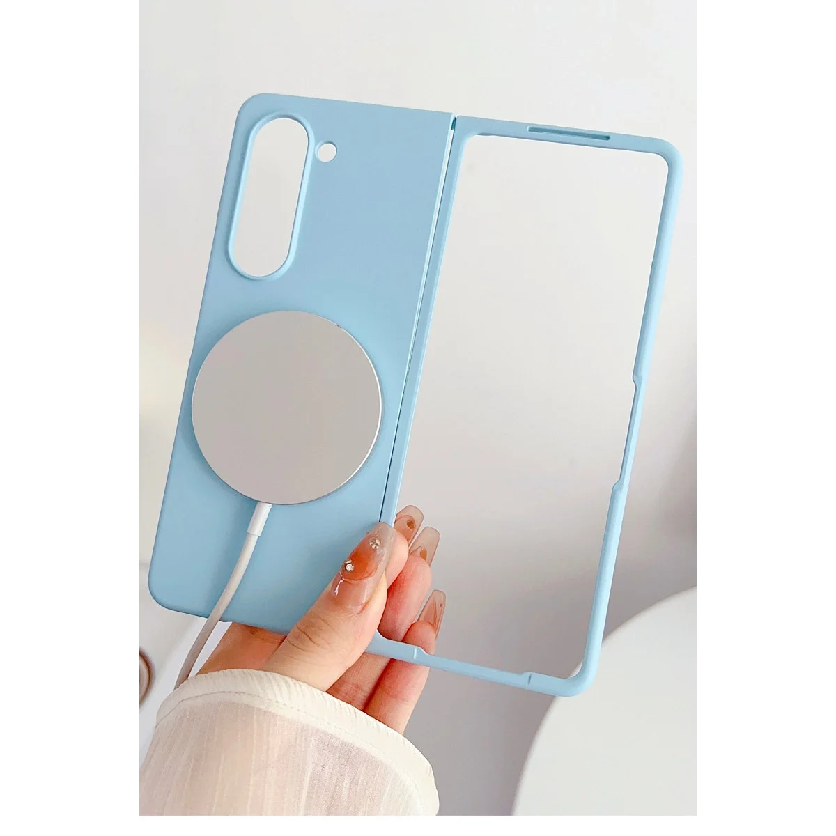 Samsung Galaxy Z Fold 5 Kılıf Mata Fold Kapak - Sierra Blue görsel 6
