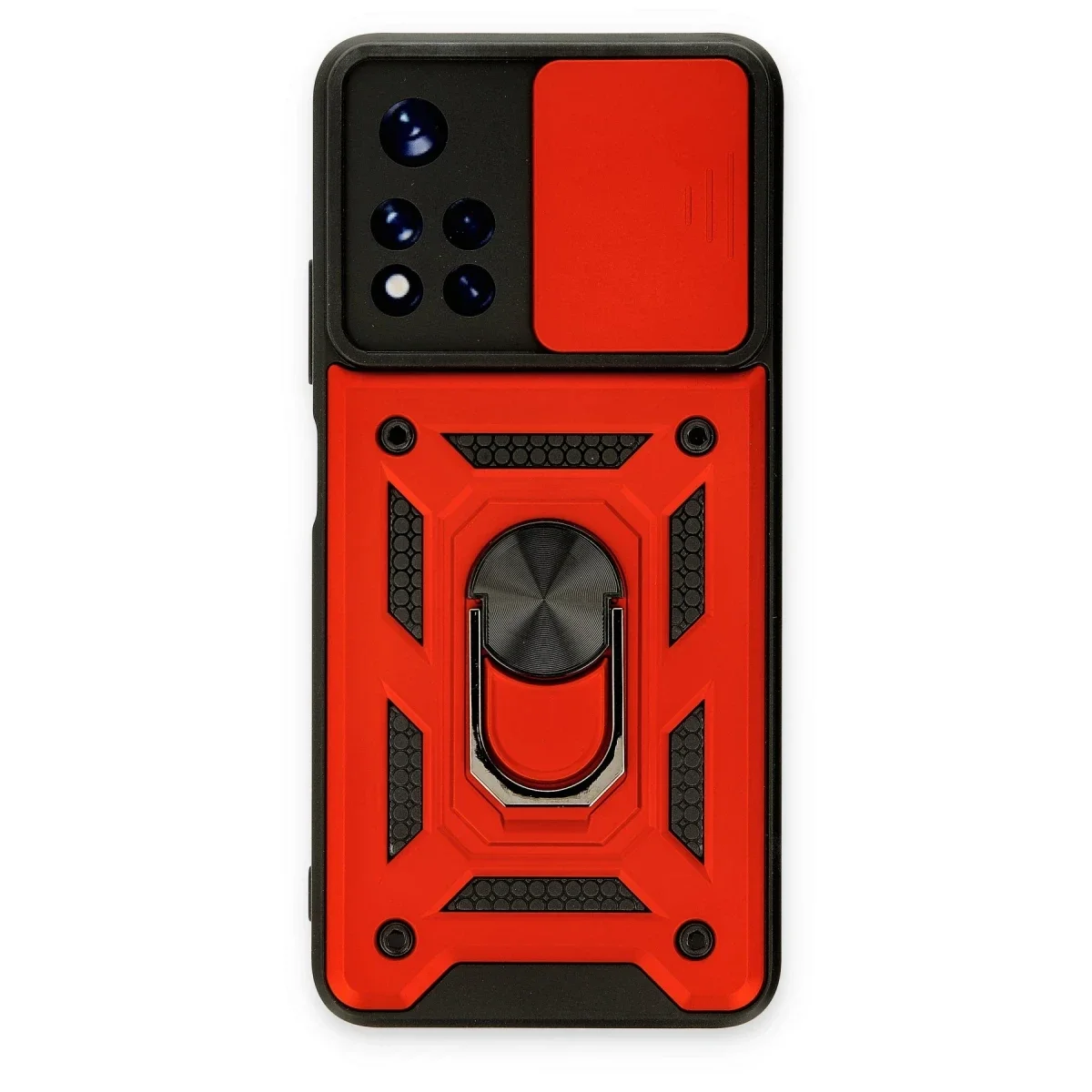 Xiaomi Redmi Note 11T Kılıf Pars Lens Yüzüklü Silikon - Kırmızı