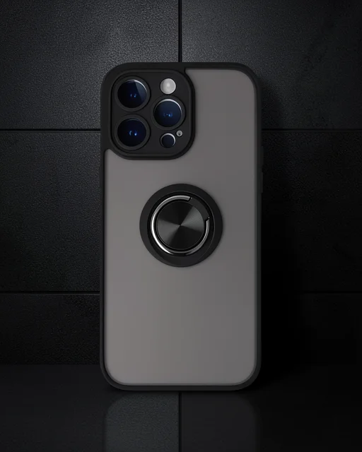 Apple İphone 14 Pro Kılıf Montreal Yüzüklü Silikon Kapak - Siyah
