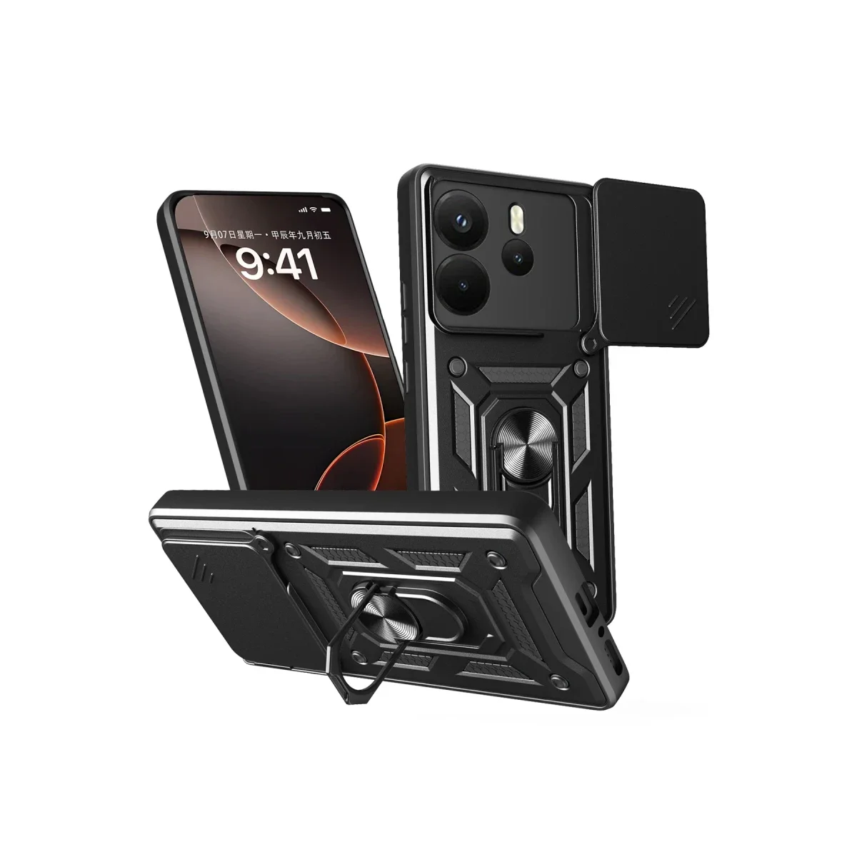 Xiaomi Redmi Note 14 4G Pars Lens Yüzüklü Silikon - Siyah