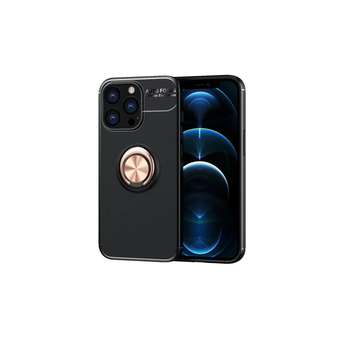 Apple İphone 13 Pro Kılıf Range Yüzüklü Silikon - Siyah-gold