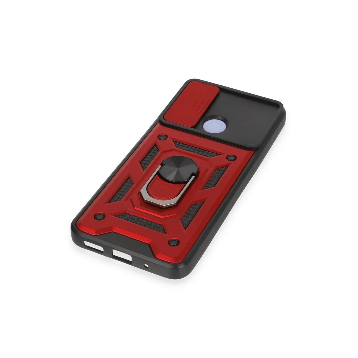 Xiaomi Redmi 12C Kılıf Pars Lens Yüzüklü Silikon - Kırmızı görsel 5