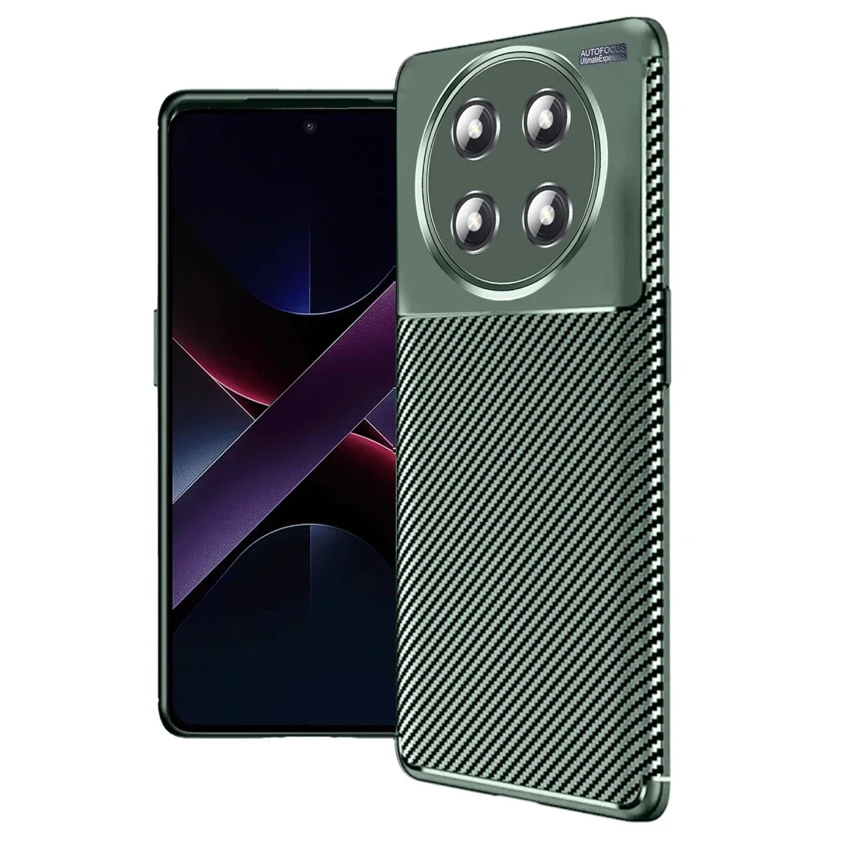 Honor Magic 7 Lite Kılıf Auto Focus Karbon Kapak - Koyu Yeşil