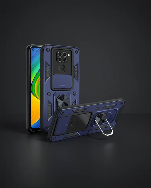 Xiaomi Redmi Note 9 4g Kılıf Pars Lens Yüzüklü Silikon - Lacivert