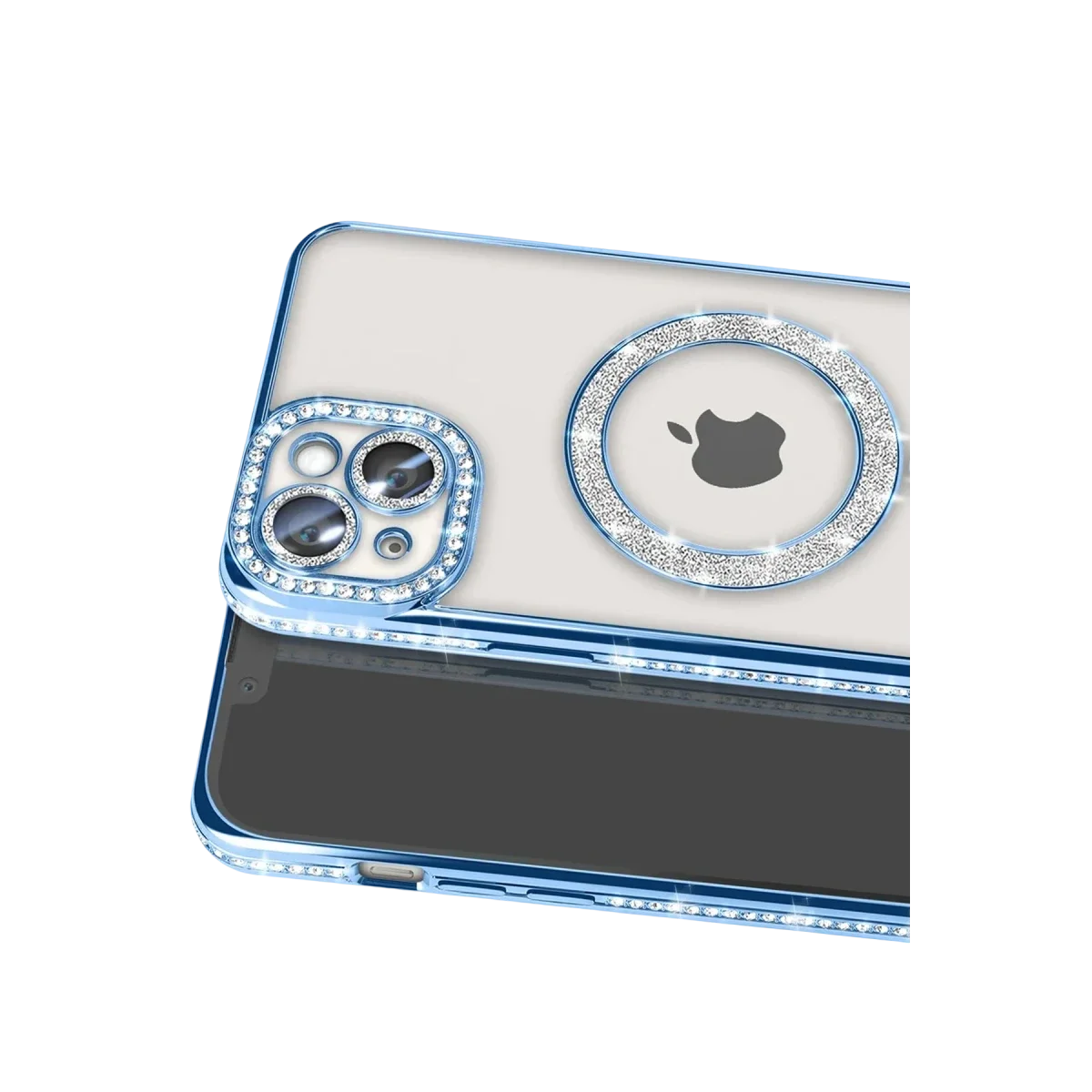 Apple iPhone 14 Kılıf Joke Simli Magneticsafe Kılıf - Mavi görsel 2