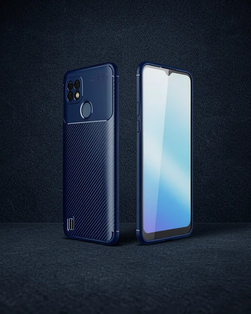 Realme C21 Kılıf Auto Focus Karbon Kapak - Lacivert