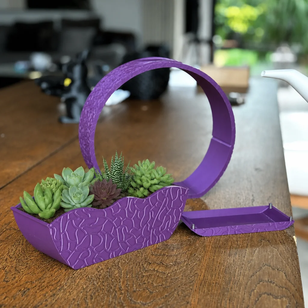 3D Baskı Self-Watering Planter - Kendi Kendini Sulayan Saksı-Mor görsel 2