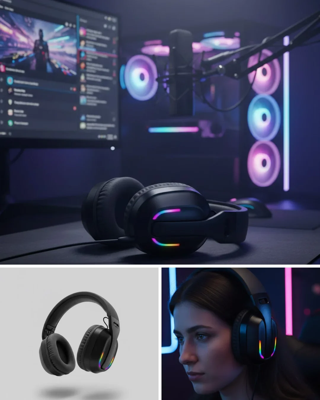 Wireless Oyuncu Kulaklığı RGB Işıklı Uzun Bataryalı krofonlu Headset