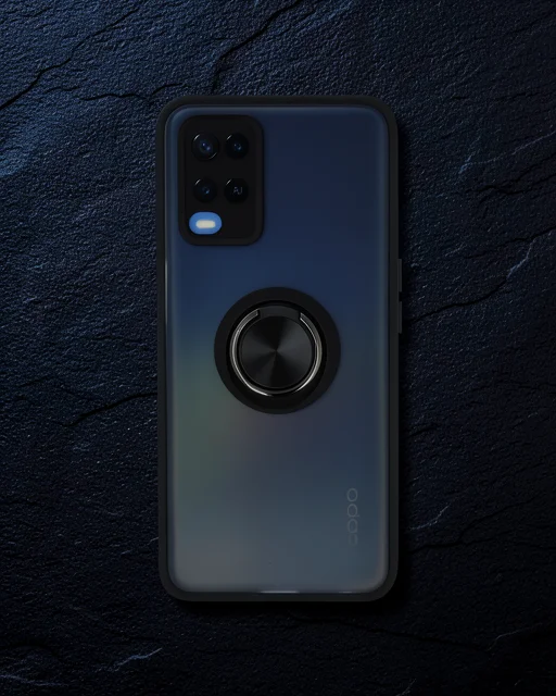 Oppo A54 4g Kılıf Montreal Yüzüklü Silikon Kapak - Siyah