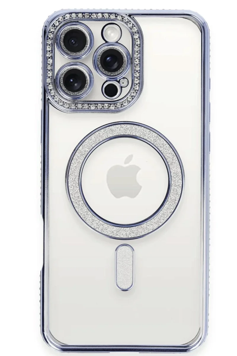 Apple iPhone 16 Pro Kılıf Joke Simli Magneticsafe Kılıf - Mavi görsel 2