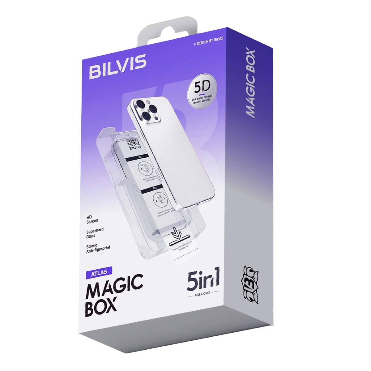 Apple İphone 15 Pro Max Bilvis 5in1 3d Magic Cam Ekran Koruyucu - Siyah