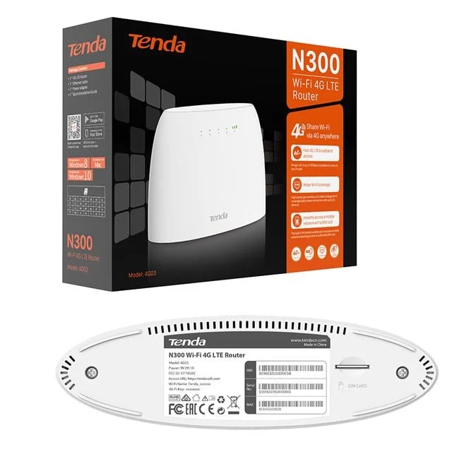 Tenda 4G03 N300 300 Mbps 4G Lte Sim Kart Girişli Router görsel 2