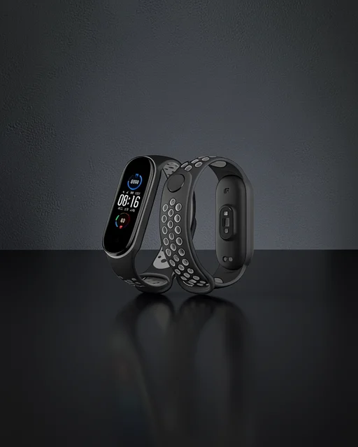 Xiaomi Mi Band 7 Spor Delikli Kordon - Siyah-gri