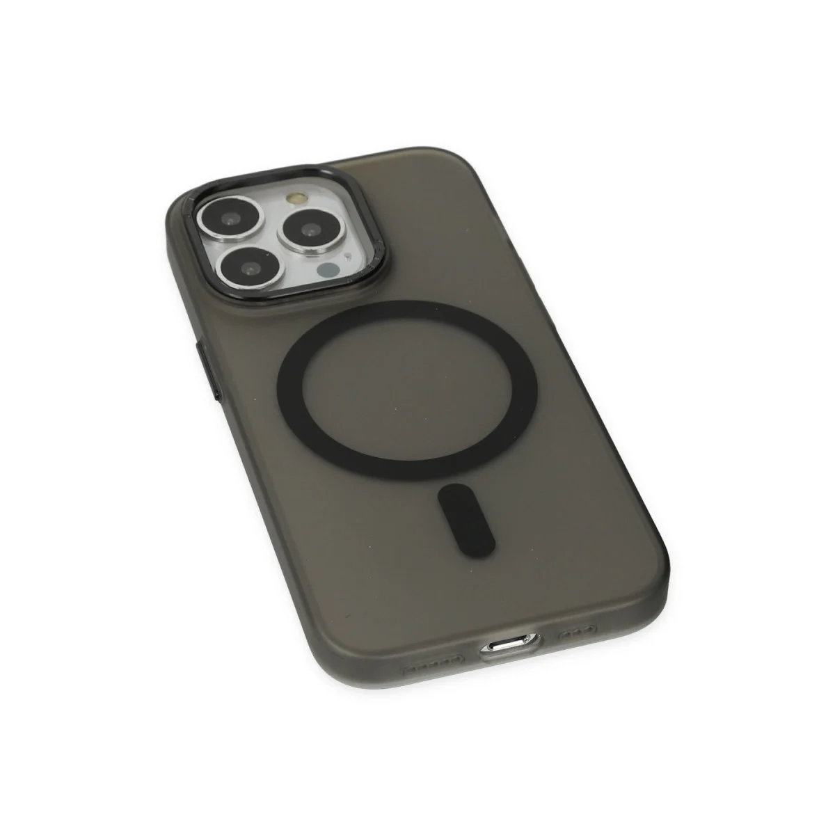 Apple İphone 15 Pro Kılıf Lodos Magneticsafe Mat Kapak - Siyah görsel 4