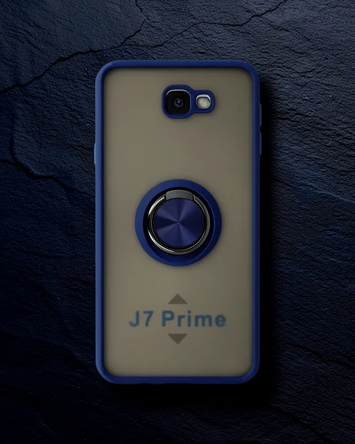 Samsung Galaxy J7 Prime Kılıf Montreal Yüzüklü Silikon Kapak - Lacivert