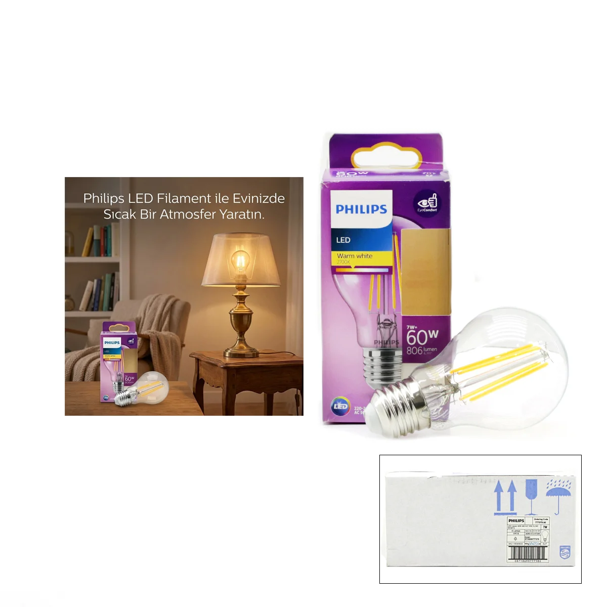 LED Filament Rustik Ampul E27 7W Cam Gövde görsel 2