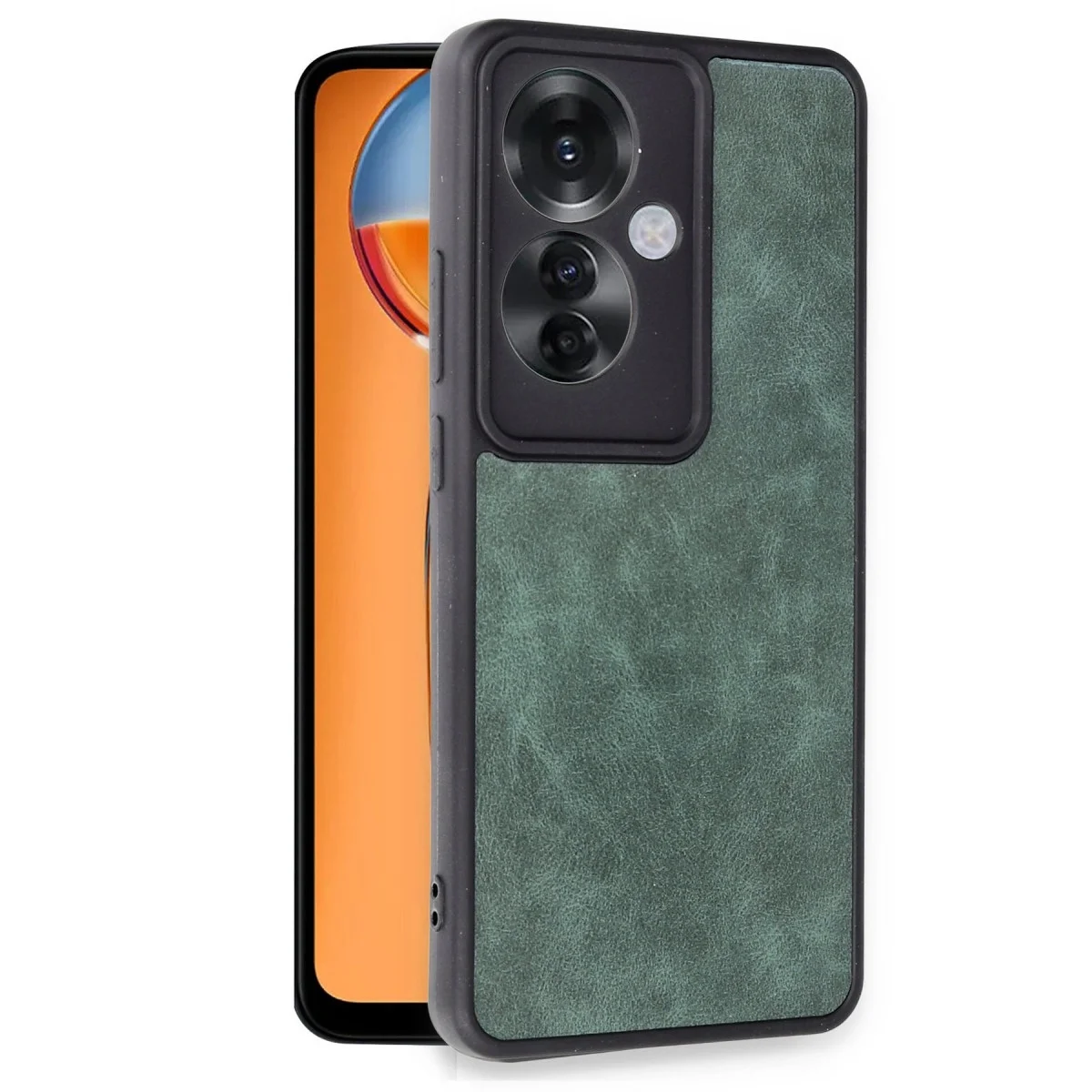 Oppo Reno 11f Kılıf Aras Deri Kapak - Koyu Yeşil görsel 2