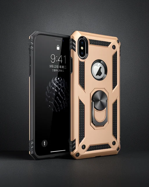 Apple İphone Xs Max Kılıf Sofya Yüzüklü Silikon Kapak - Gold