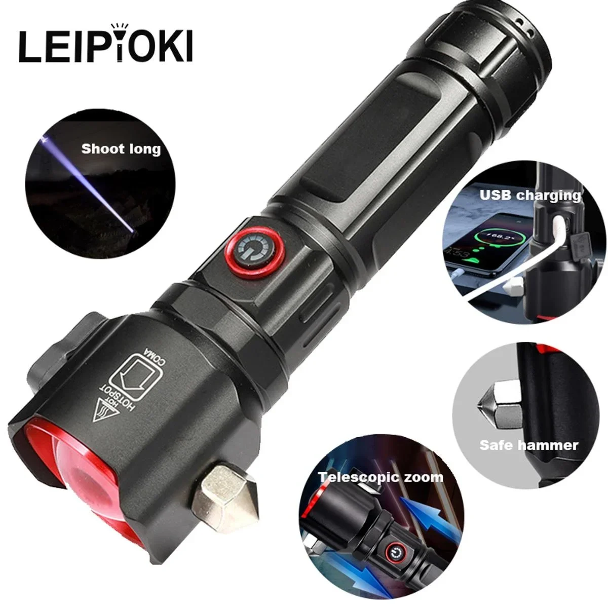 Şarjlı El Feneri Yüksek Güçlü LED Işık USB ile Şarj ESCAPE RESCUE görsel 2