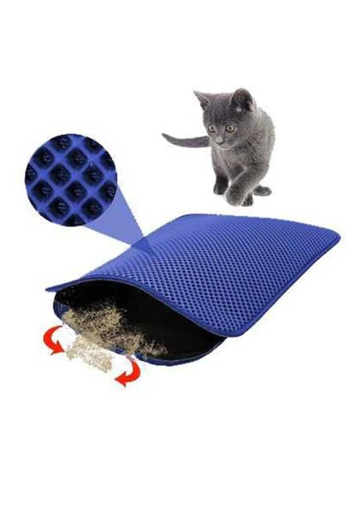 Kedi Tuvalet Önü Kum Toplayıcı Tezleyici Elekli Gri Paspas görsel 2