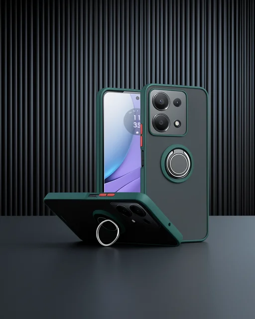 Xiaomi Redmi Note 13 Pro 5g Kılıf Montreal Yüzüklü Silikon Kapak - Yeşil