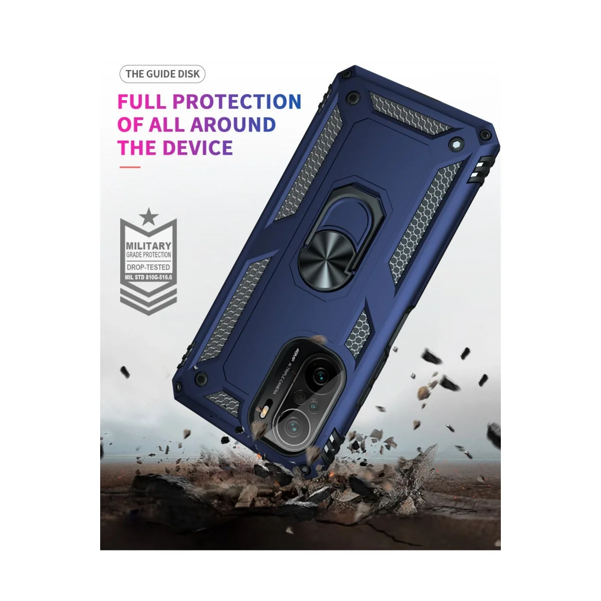 Xiaomi Poco F3 Kılıf Sofya Yüzüklü Silikon Kapak - Lacivert görsel 7