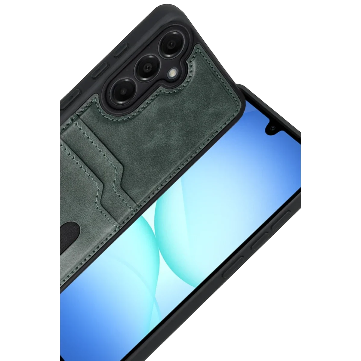 Samsung Galaxy A17 5G Sara Kartvizitli Deri Kılıf - Yeşil görsel 2