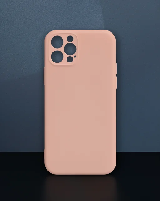 Apple İphone 12 Pro Max Kılıf Nano İçi Kadife Silikon - Pudra