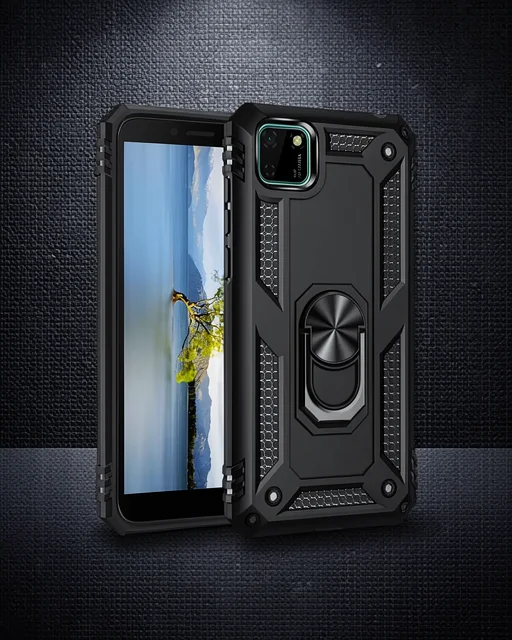 Huawei Y5p Kılıf Sofya Yüzüklü Silikon Kapak - Siyah