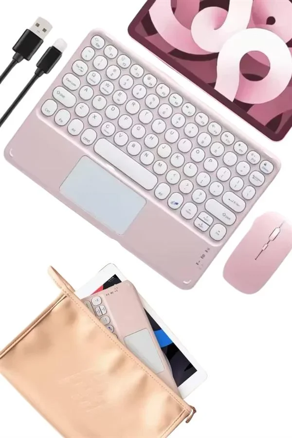 Bluetooth Touchpad Klavye Ultra İnce Taşınabilir Q Klavye Yeni Nesil görsel 4
