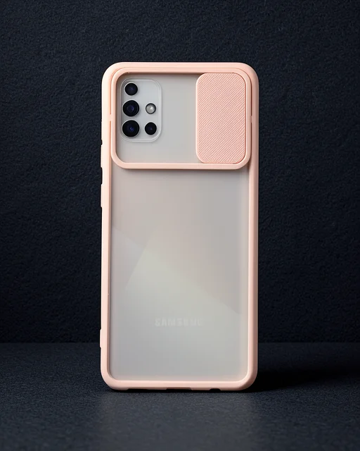 Samsung Galaxy A71 Kılıf Palm Buzlu Kamera Sürgülü Silikon - Pembe