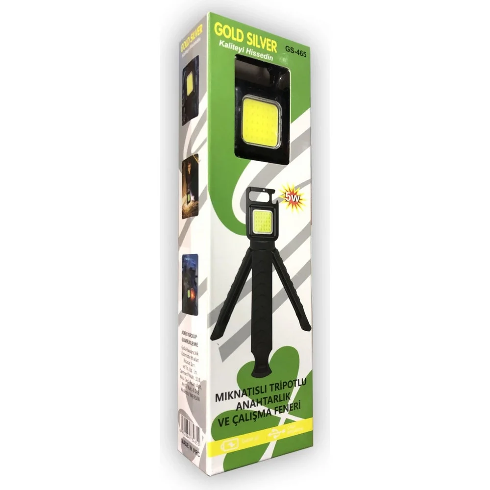 Gold Silver Gs-465 Tripotlu Usb Şarj Edilebilir Cep Feneri görsel 3