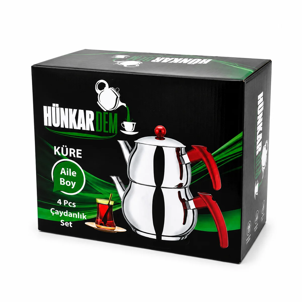 Büyük Küre Çelik Çaydanlık Seti Üst 1.2 Lt Alt 2.0 Lt görsel 4