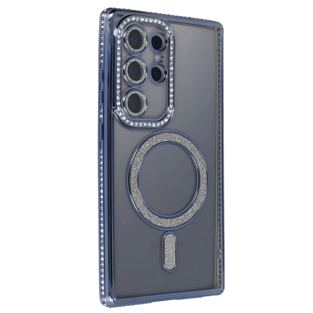 Samsung Galaxy S24 Ultra Kılıf Joke Simli Magneticsafe Kılıf - Lacivert